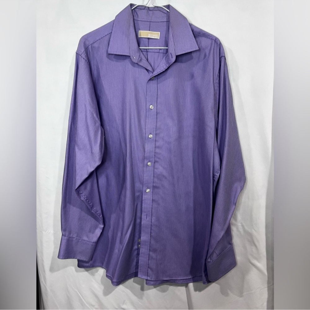 Michael Kors, Men's Purple Button up Dress Shirt in Excellent Condition - Picture 3 of 8